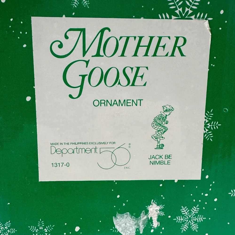 Dept 56 Jack Be Nimble Mother Goose Nursery Rhymes Christmas Ornament w/Box